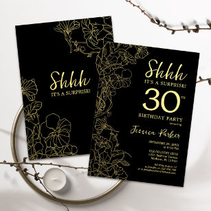 Invitation Gold Black Surprise 30e anniversaire