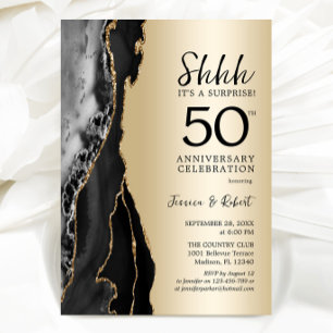 Invitation Gold Black Surprise 50e anniversaire