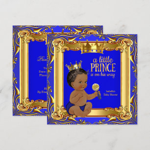 Invitation Gold Blue Royal Baby shower Ethnic