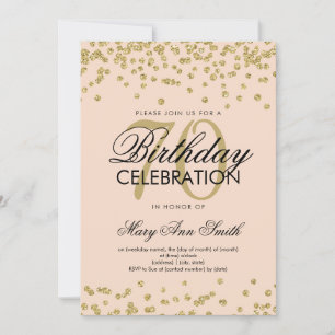 Invitation Gold Blush 70th Birthday Party Parties scintillant