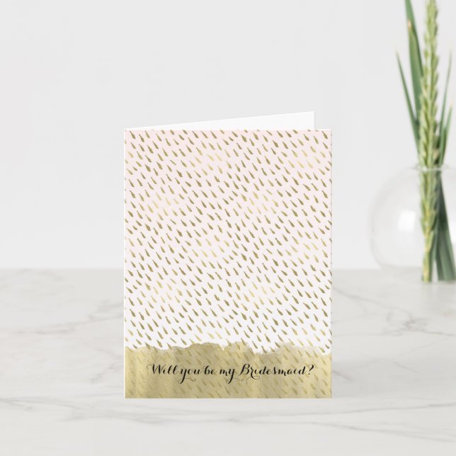 Invitation Gold Blush Blanc Ombre Be My Bridesmaid (Devant)