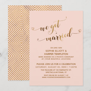 Invitation Gold Blush Nous Nous Sommes Mariés Après Mariage