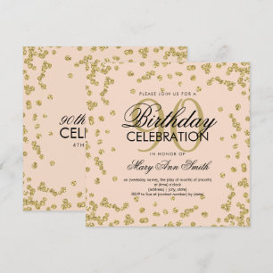 Invitation Gold Blush Pink 90e anniversaire Parties scintilla