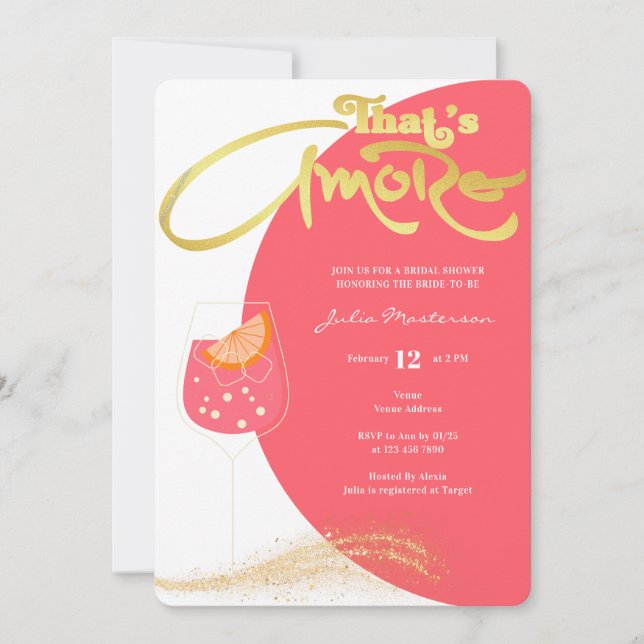 Invitation Gold # Blush Red C'est une fête de Fête des mariée (Devant)