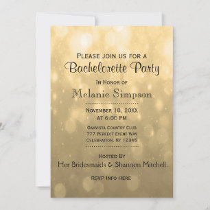 Invitation Gold Bokeh   Bachelorette