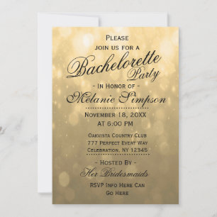 Invitation Gold Bokeh   Bachelorette
