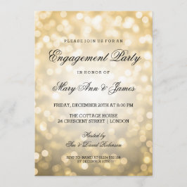 Invitation Gold Bokeh éclaire l'élégante partie d'engagement