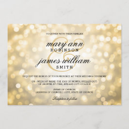 Invitation Gold Bokeh éclaire un mariage élégant