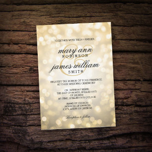 Invitation Gold Bokeh éclaire un mariage élégant