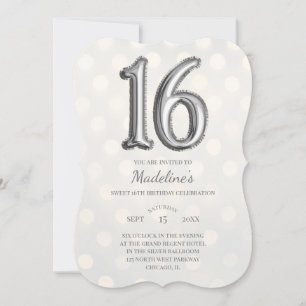 Invitation Gold Bokeh et Silver Foil Sweet 16e anniversaire
