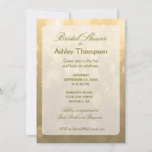 Invitation Gold Bokeh   FÊTE DES MARIÉES