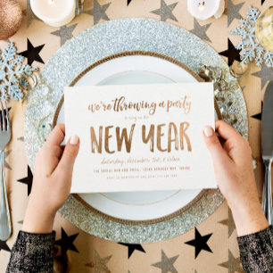Invitation Gold Bold Brush New Year's Party