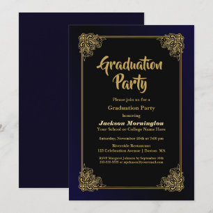 Invitation Gold Border Graduation Party