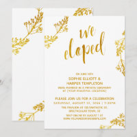 Gold Botanical We Eloped Post Mariage Event