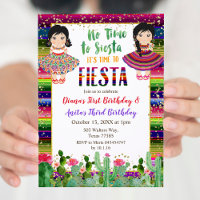 Gold Cactus Twins Girl Anniversaire Fiesta