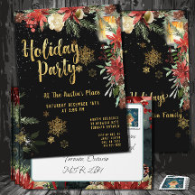 Gold Calligraphy Floral Green Party