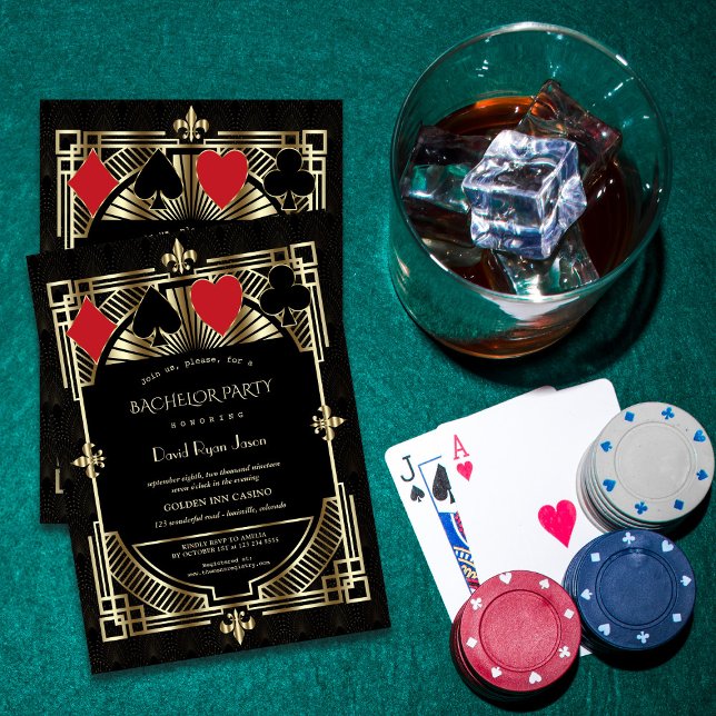Invitation Gold Casino Royale Great Gatsby Bachelor Party (Créateur téléchargé)