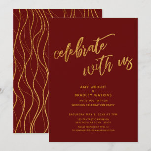 Invitation Gold Celebration avec nous Burgundy Mariage Récept