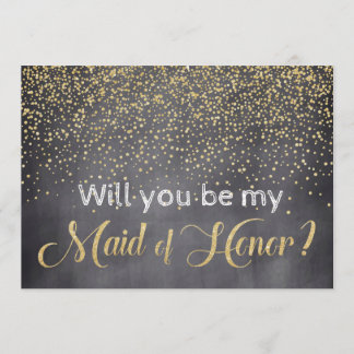 Invitation Gold & Chalkboard serez-vous ma femme d'honneur ?