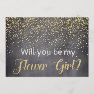 Invitation Gold & Chalkboard Serez-vous ma Flower Girl ?