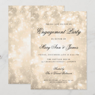 Invitation Gold Champagne Bokeh Elegant Engagement Party