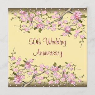 Invitation Gold Cherry Blossom 50e anniversaire
