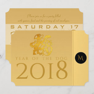 Invitation Gold Chinese Chien Papercut 2018 Monogram Invitati