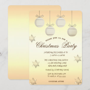 Invitation Gold Christmas Ball Corporate Christmas Party