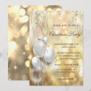 Invitation Gold, Christmas Balls Company Christmas Party
