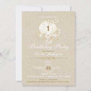 Invitation Gold Cinderella Carrier Kraft Premier 1er annivers