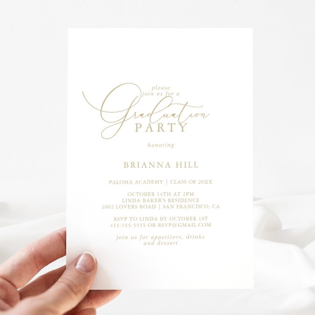 Invitation Gold Classy Chic Minimalist Graduation Party (Créateur téléchargé)