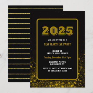 Invitation GOLD CONFETTI 2025 Nouvel An's Eve année personnal