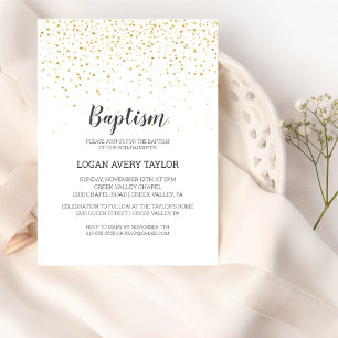 Invitation Gold Confetti Baby Baptême