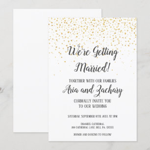 Invitation Gold Confetti Calligraphie Nous nous marions
