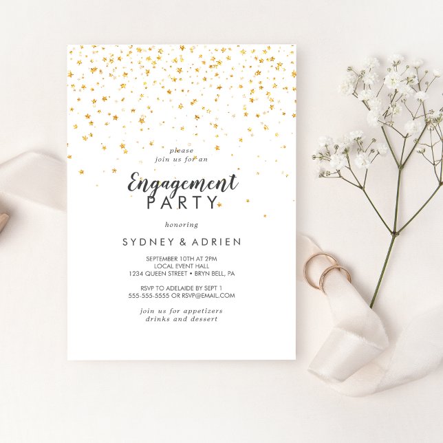 Invitation Gold Confetti Engagement Party (Créateur téléchargé)