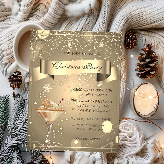 Invitation Gold Confetti, Gingerbread Boire Company Noël (Créateur téléchargé)