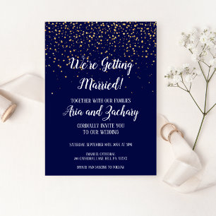 Invitation Gold Confetti Marine Nous nous marions Mariage
