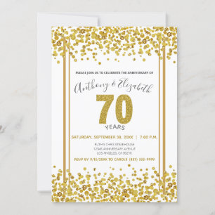 Invitation Gold Confetti Parties scintillant-Style 70e annive
