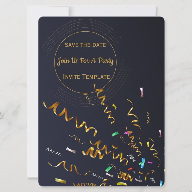 Invitation Gold Confetti Party (Devant)