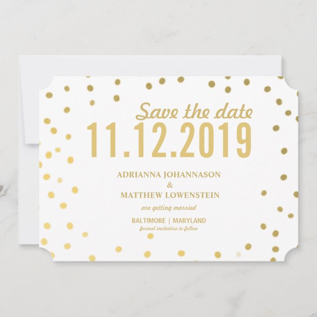 Invitation Gold Confetti Simple Modernisation Enregistrer La  (Devant)