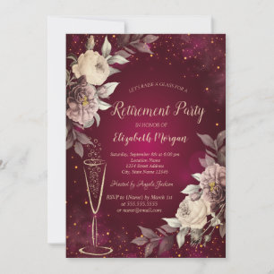 Invitation Gold Confetti Vin Verre Blush Retraite Rose