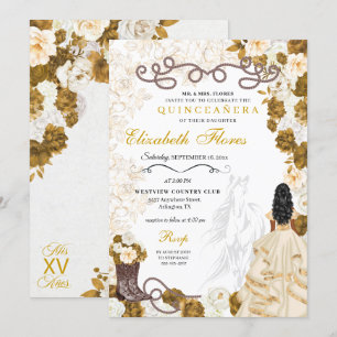 Invitation Gold Cowgirl Charro Western Quinceañera