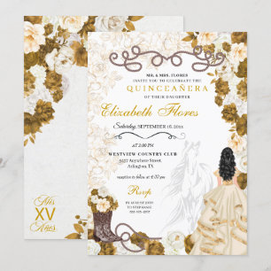 Invitation Gold Cowgirl Charro Western Quinceañera