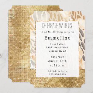 Invitation Gold Cream Poster de animal ivoire Abstrait