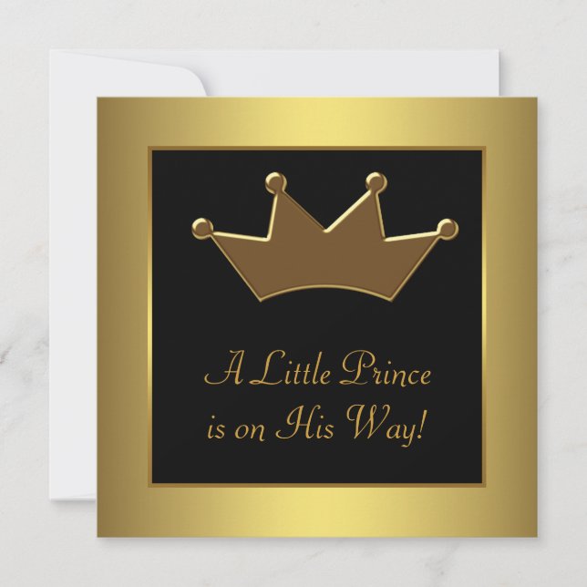 Invitation Gold Crown Prince Baby Boy Douche (Devant)