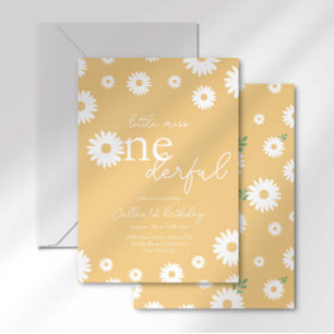 Invitation Gold Daisy Little Miss Onederful