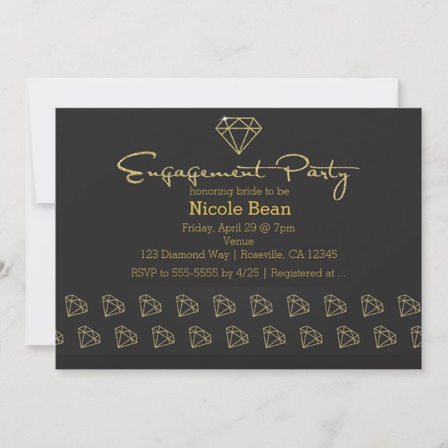 Invitation Gold Diamond Moderne Design Party (Devant)