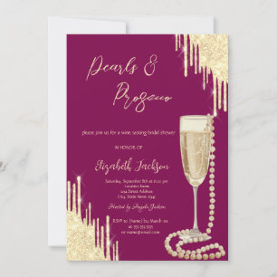 Invitation Gold Drids Chic Pearls Prosecco Fête des mariées