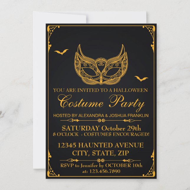 Invitation Gold du Costume Party d'Halloween (Devant)