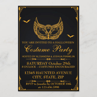 Invitation Gold du Costume Party d'Halloween